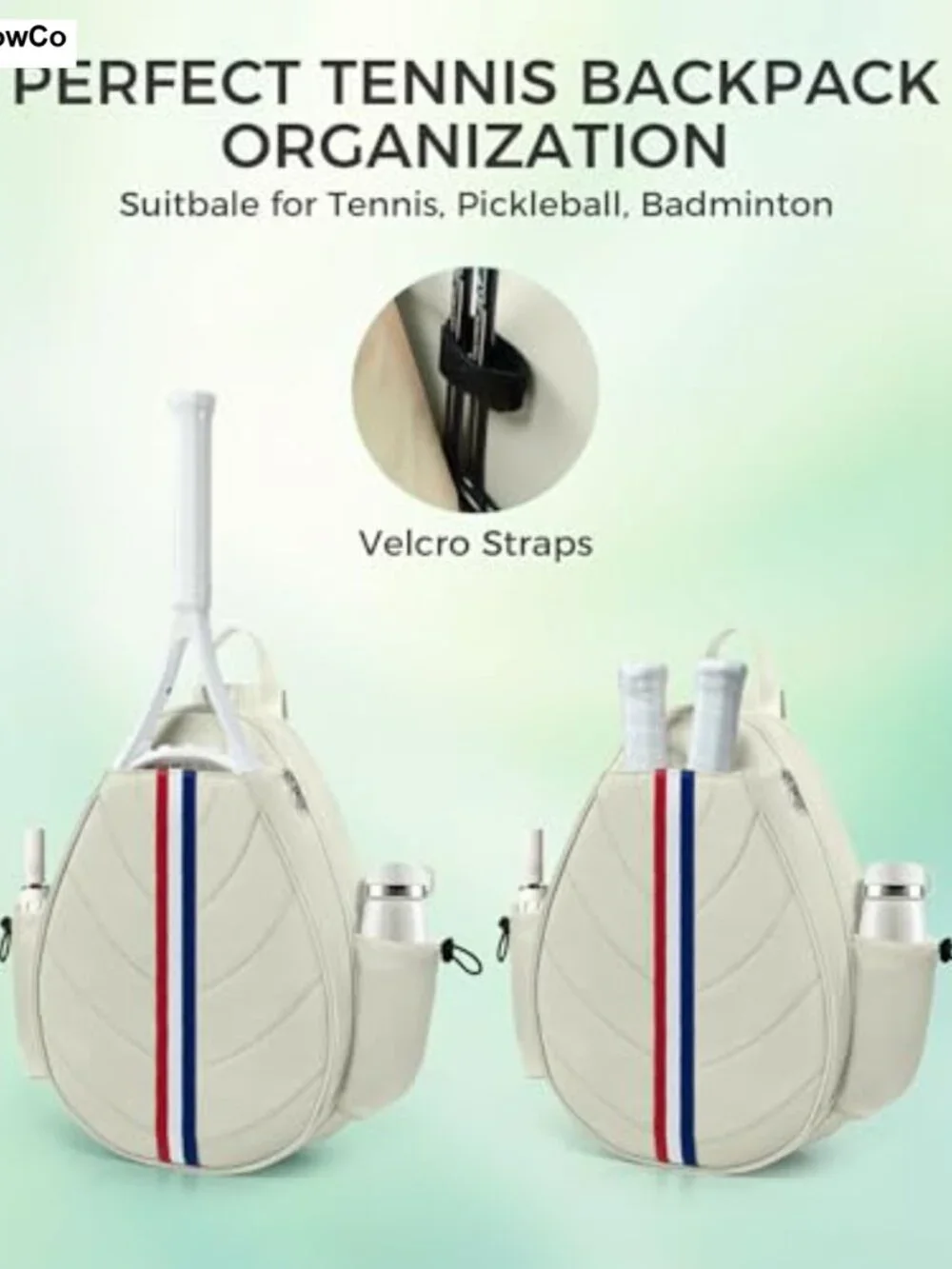 Tennis Bag Water Resistant Quilted Backpack for Women Men Pickleball Gear